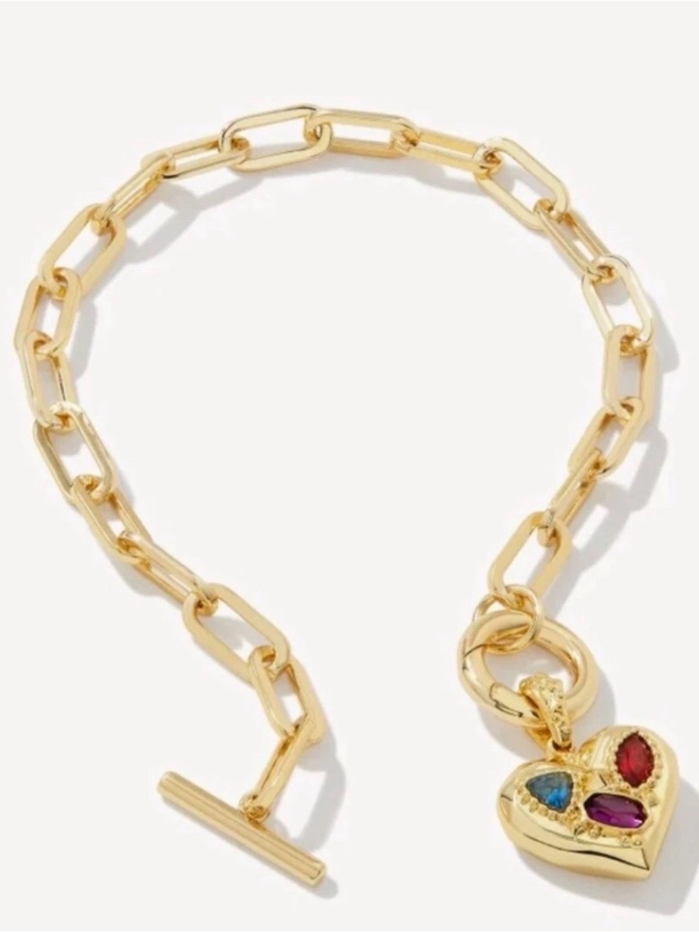 Kendra Scott Penny Gold Heart Chain Bracelet in Multi Mix NWT - Picture 7 of 8
